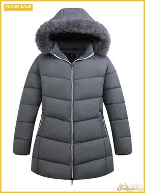Plus Size Winter Down Alternative Coat Waterproof Quilted Hooded